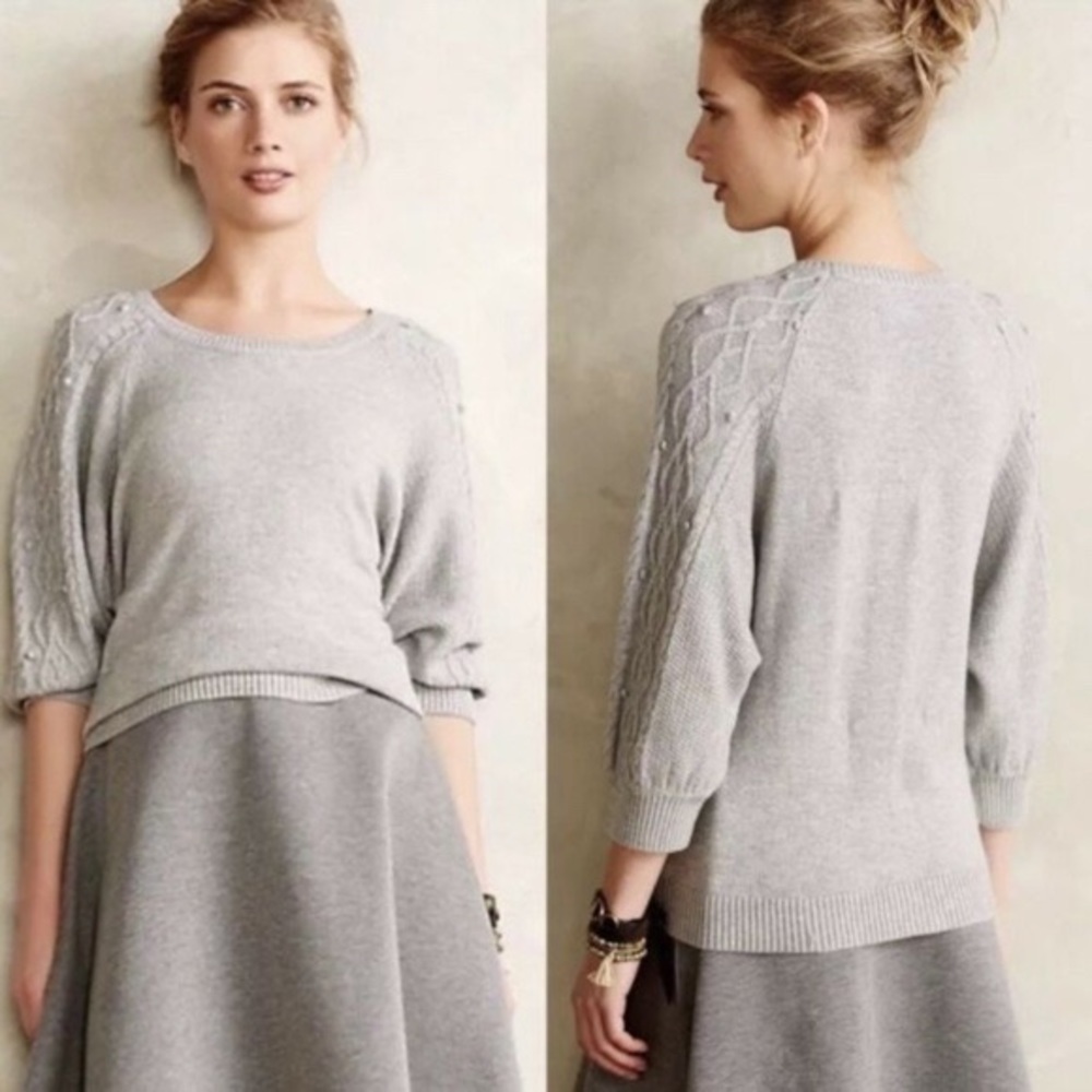 Anthropologie Moth Icehouse 3/4 Sleeve Sweater